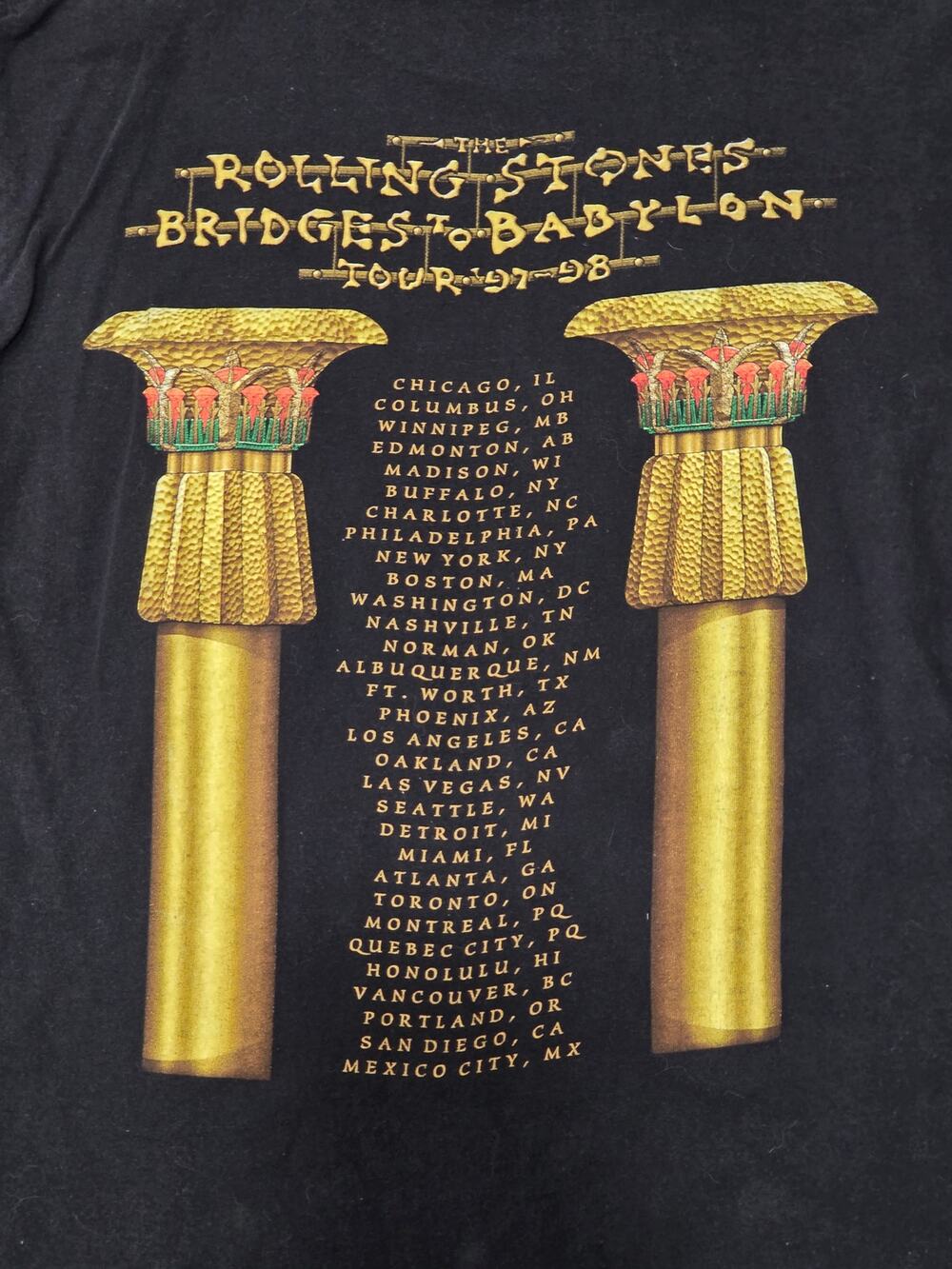 Vintage The Rolling Stones Bridges To Babylon 97 - 98 Short Sleeve Tour Shirt
